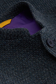 fitted tyrol jacket in indigo honeycomb-effect wool