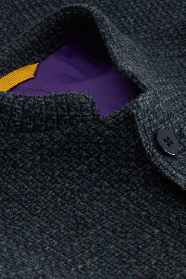 fitted tyrol jacket in indigo honeycomb-effect wool