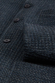 fitted tyrol jacket in indigo honeycomb-effect wool