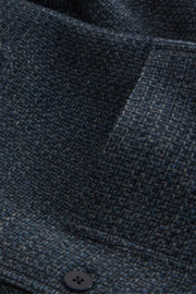 fitted tyrol jacket in indigo honeycomb-effect wool