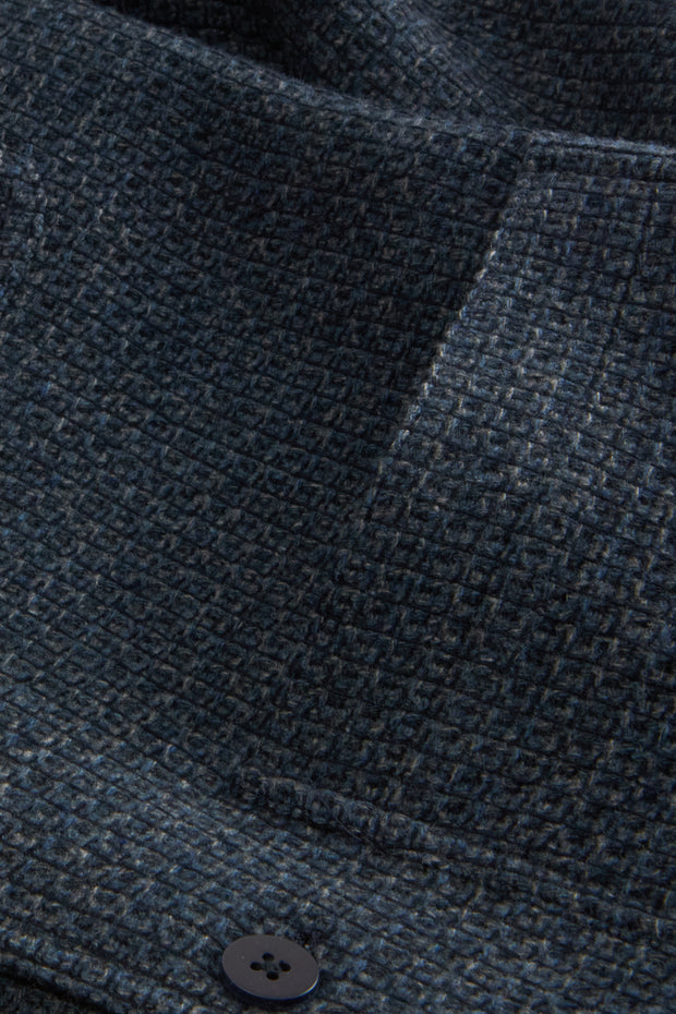 fitted tyrol jacket in indigo honeycomb-effect wool