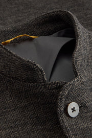 fitted tyrol jacket in grey herringbone wool chenille