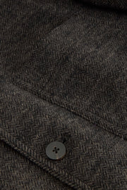 fitted tyrol jacket in grey herringbone wool chenille