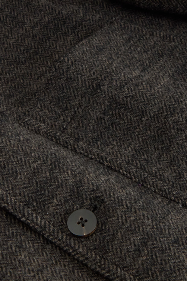 fitted tyrol jacket in grey herringbone wool chenille