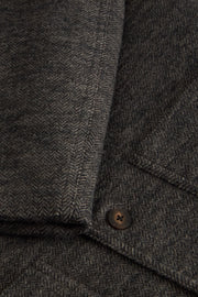 fitted tyrol jacket in grey herringbone wool chenille