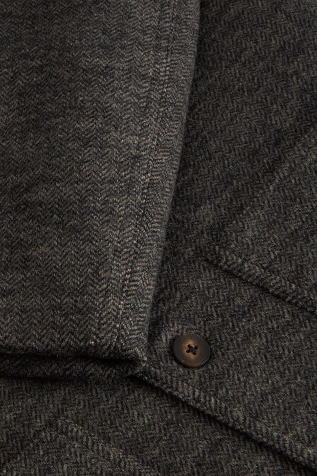 fitted tyrol jacket in grey herringbone wool chenille