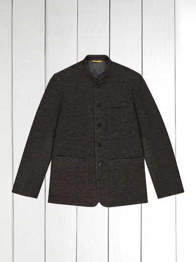 fitted tyrol jacket in grey herringbone wool chenille