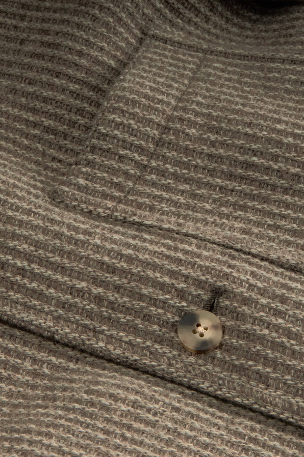 fitted tyrol jacket in wool and cashmere with a sand-coloured striped knit effect