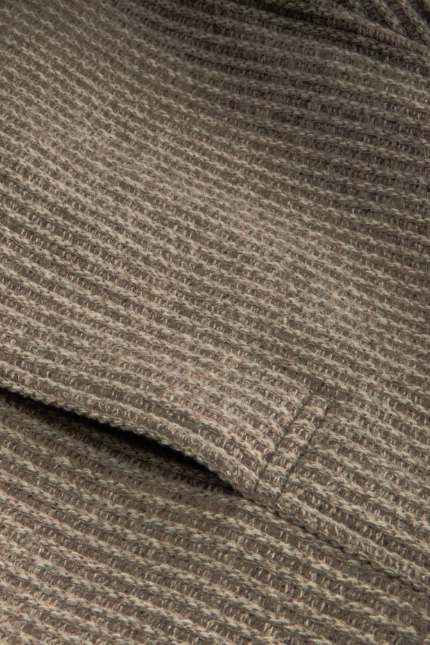fitted tyrol jacket in wool and cashmere with a sand-coloured striped knit effect