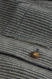 fitted tyrol jacket in wool and cashmere with indigo striped knit effect