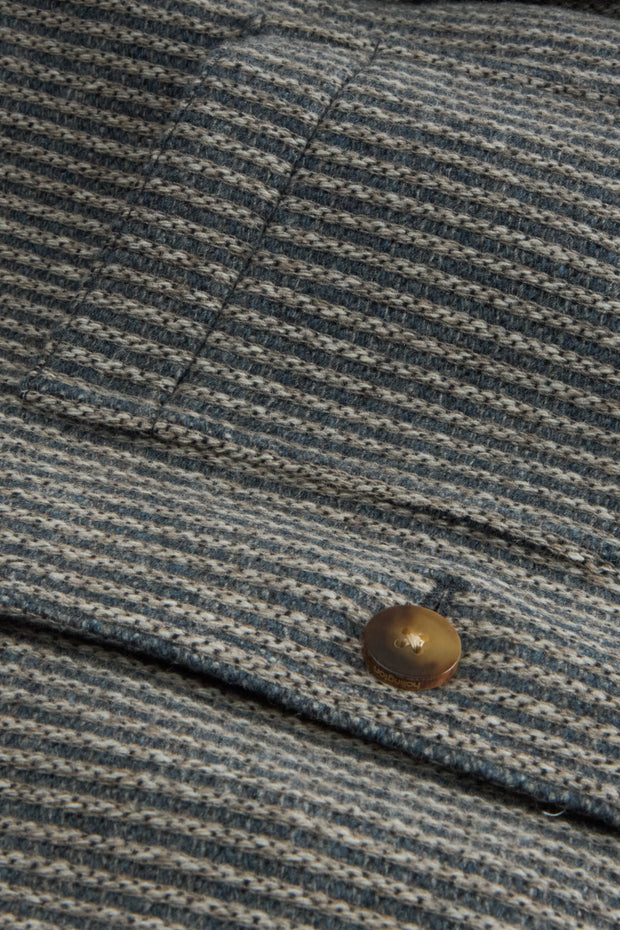 fitted tyrol jacket in wool and cashmere with indigo striped knit effect
