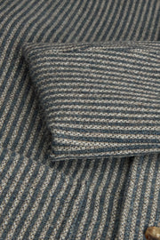 fitted tyrol jacket in wool and cashmere with indigo striped knit effect