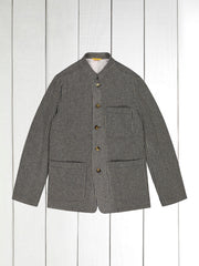 fitted tyrol jacket in wool and cashmere with indigo striped knit effect