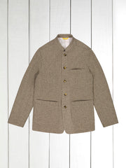 fitted tyrol jacket in wool and cashmere with a sand-coloured striped knit effect