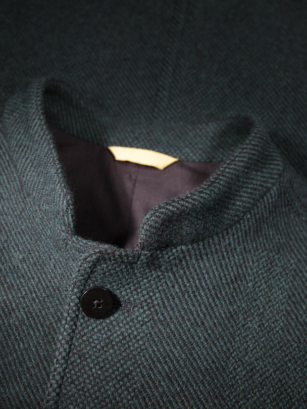 veste tyrol ajustée en super soft-tweed vert émeraude et noir