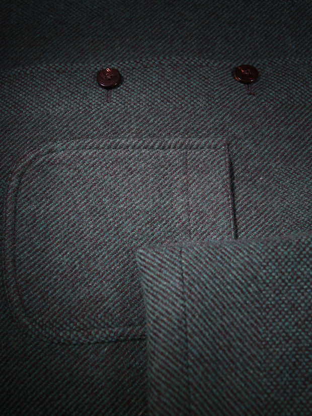 fitted tyrol jacket in emerald green and black super-soft tweed