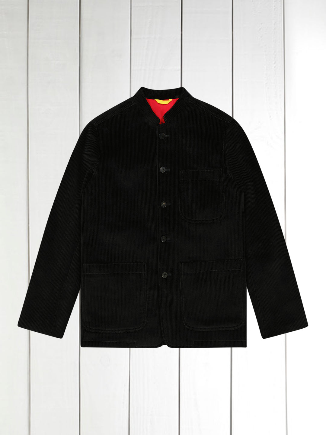 black corduroy with large ribs slim nehru-collar tyrol jacket – hollington