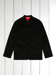 black corduroy with large ribs slim nehru-collar tyrol jacket