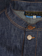 unlined naipaul officer-collar jacket in indigo denim