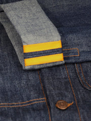 unlined naipaul officer-collar jacket in indigo denim