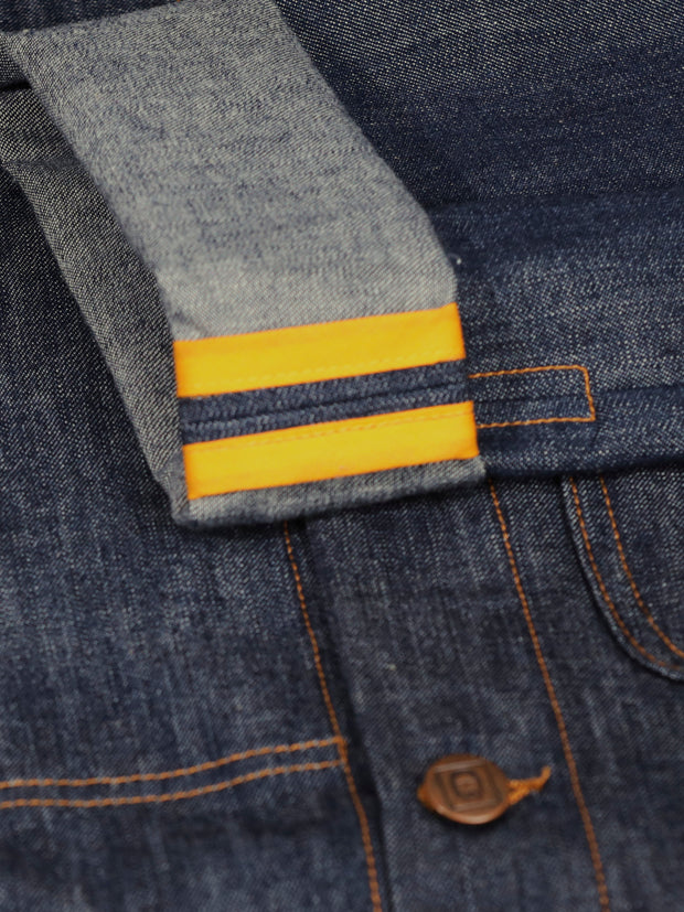 unlined naipaul officer-collar jacket in indigo denim