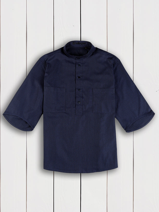 chemise deauville à manches courtes en coton à écailles bleues