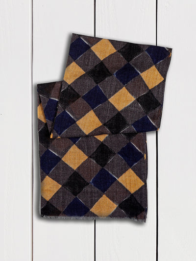 lambswool stole with mustard check