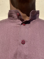 raspberry textured cotton nehru-collar shirt 