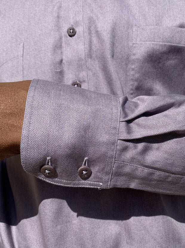 chemise à col nehru en coton texturé lavande