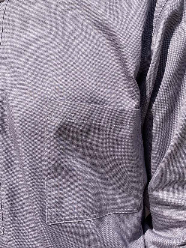 chemise à col nehru en coton texturé lavande