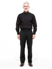 chemise tchekhov à col nehru en popeline black de luxe