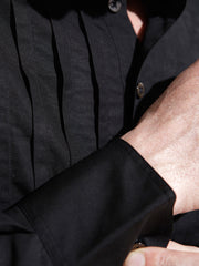 chemise tchekhov à col nehru en popeline black de luxe