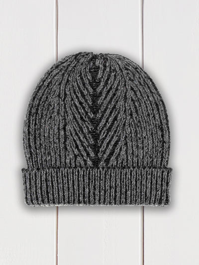 granite plated herringbone rib stitch hat