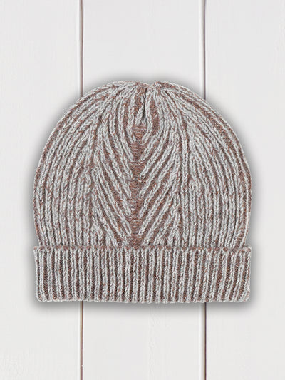 pebble plated herringbone rib stitch hat