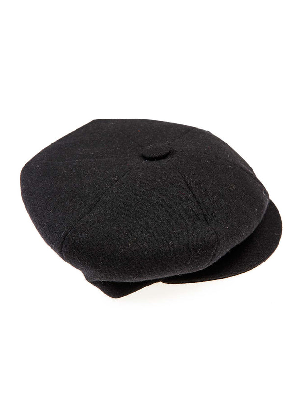 black flannel newsboy-cut Irish cap
