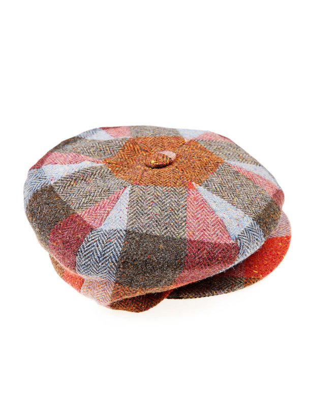 red tartan Tweed newsboy-cut Irish cap