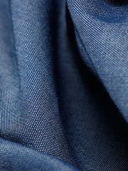 chemise à col nehru en toile de coton chambray indigo
