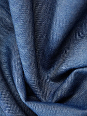 chemise à col nehru en toile de coton chambray indigo