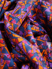 poplin cotton with a mosaic print mao-collar shirt