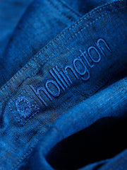 indigo pure linen canvas nehru-collar shirt 