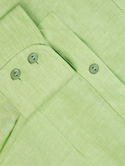 chemise à col nehru en pur lin pistache