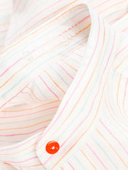 chemise à col nehru en toile de lin à rayures multicolores