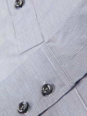 stretch poplin with thin grey stripes fitted mao-collar shirt