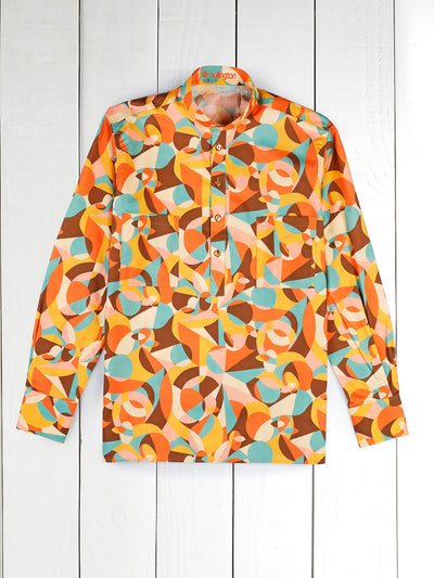 Liberty® with a puzzle pattern mao-collar shirt