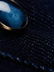 cotton-and-hemp indigo denim nehru-collar shirt 