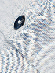 blue mottled cotton and linen canvas truman shirt 