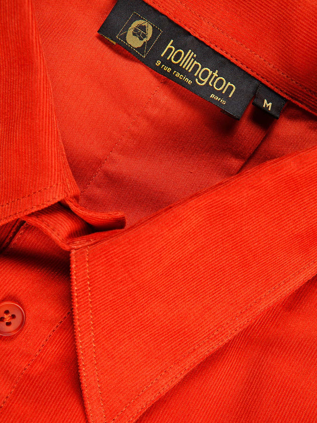 chemise à col classique en en babycord orange