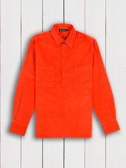 chemise à col classique en en babycord orange