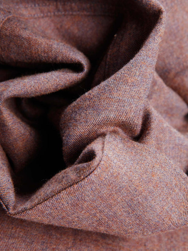 cork-coloured brushed cotton nehru-collar shirt