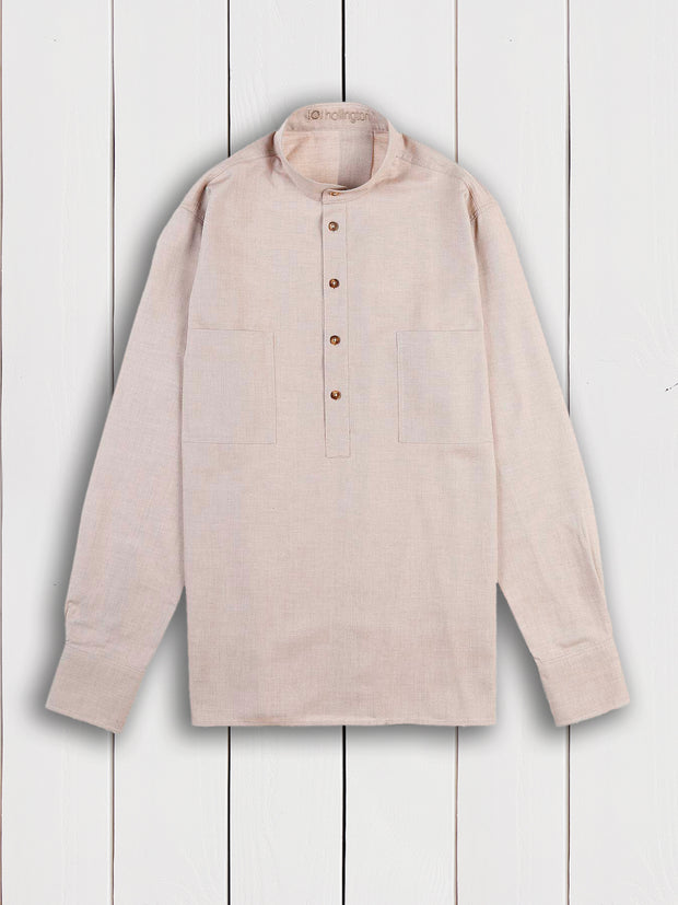 honey cotton twill nehru-collar shirt